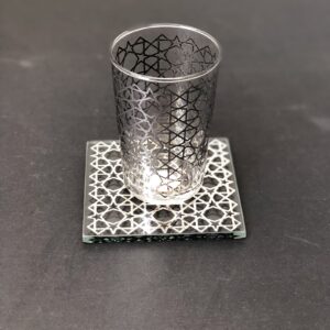 Set of 6 Glass Coasters Manal Clear Silver