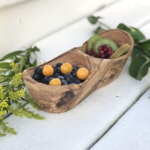 Olive Wood 2 Side Appetizer Dish 10"