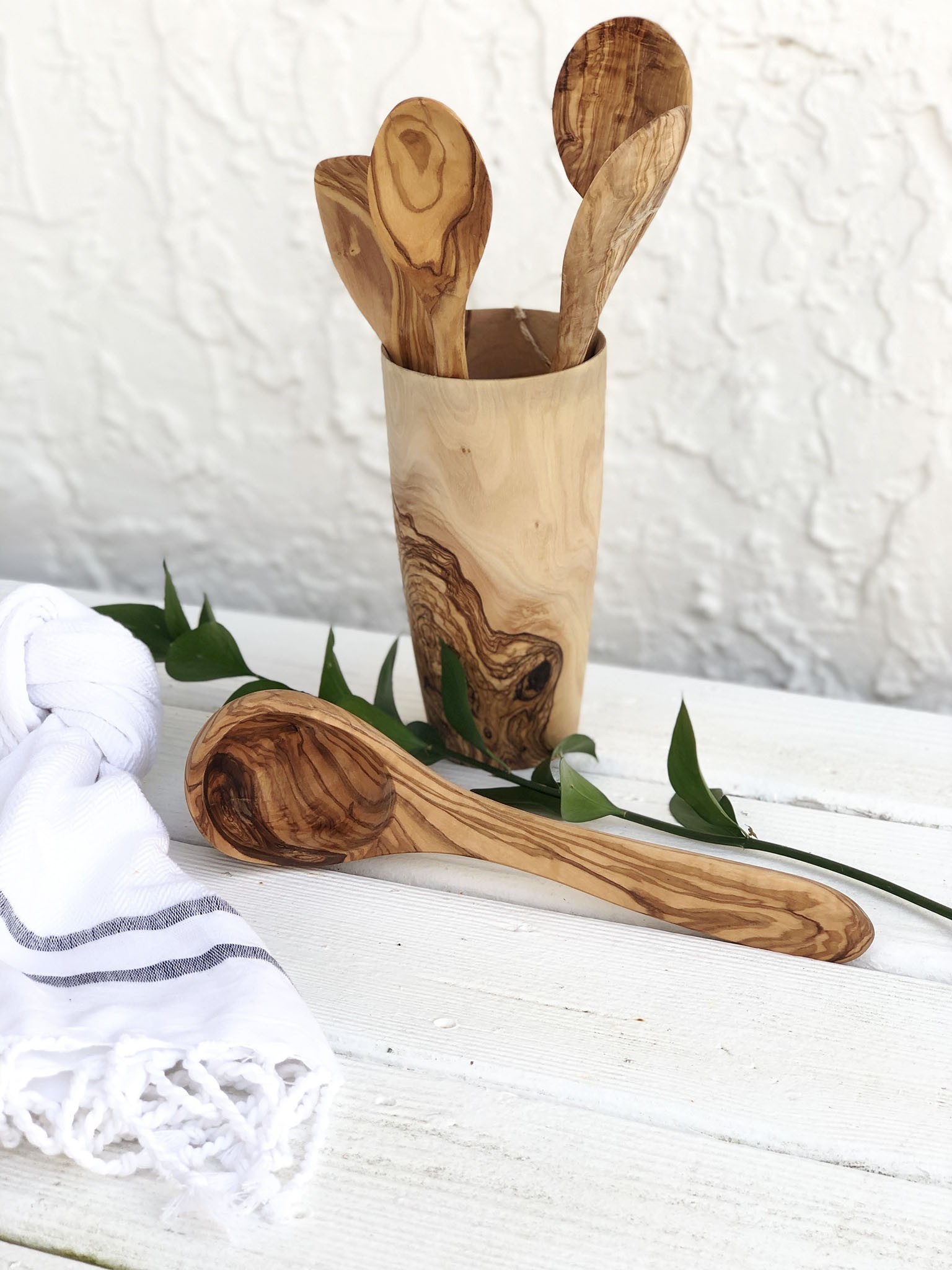 Olive Wood Small Vase or Utensil Holder Scents & Feel