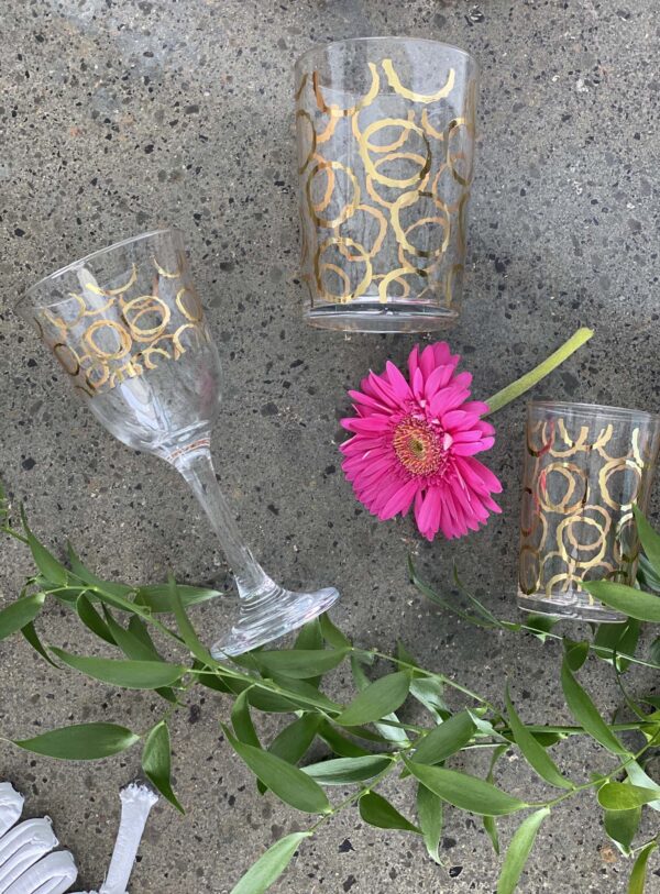 Set of 6 Moroccan Colored Tea Glasses Gold Flowers - Scents & Feel