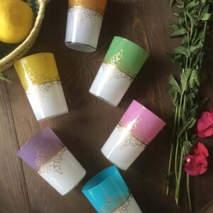 Set of 6 Tea Glasses Romantic Colored Gold