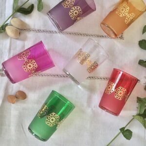 Set of 6 Tea Glasses Mandela Colored Gold