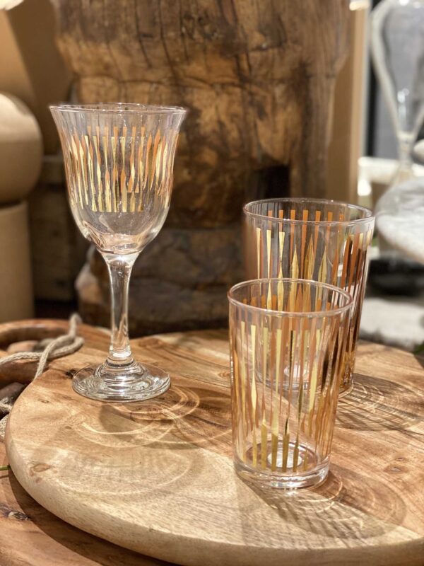 Set of 6 Moroccan Wine Glasses Clear Circle Gold | Scents & Feel