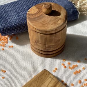 Olive Wood Spice Box With Lid