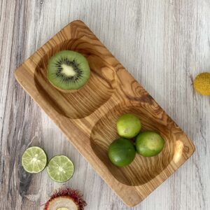 Olive Wood 2 Section Rectangular Appetizer dish