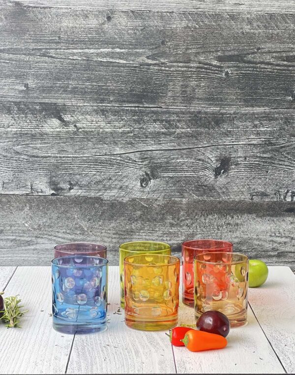 Set of 6 Drinking Color Glasses Carved Drops | Scents & Feel
