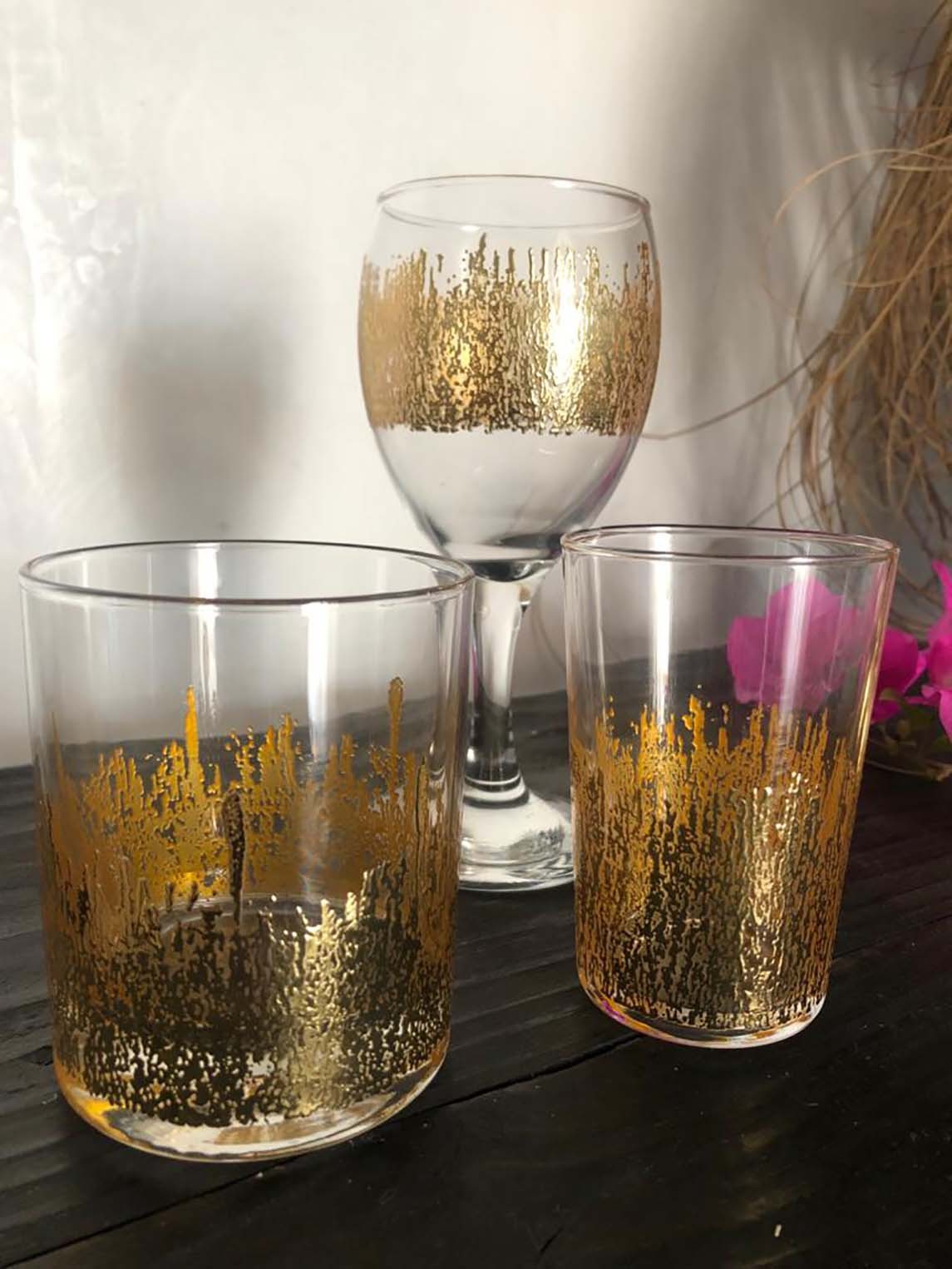 Set of 6 tea glasses Gold Flame Design – Scents & Feel