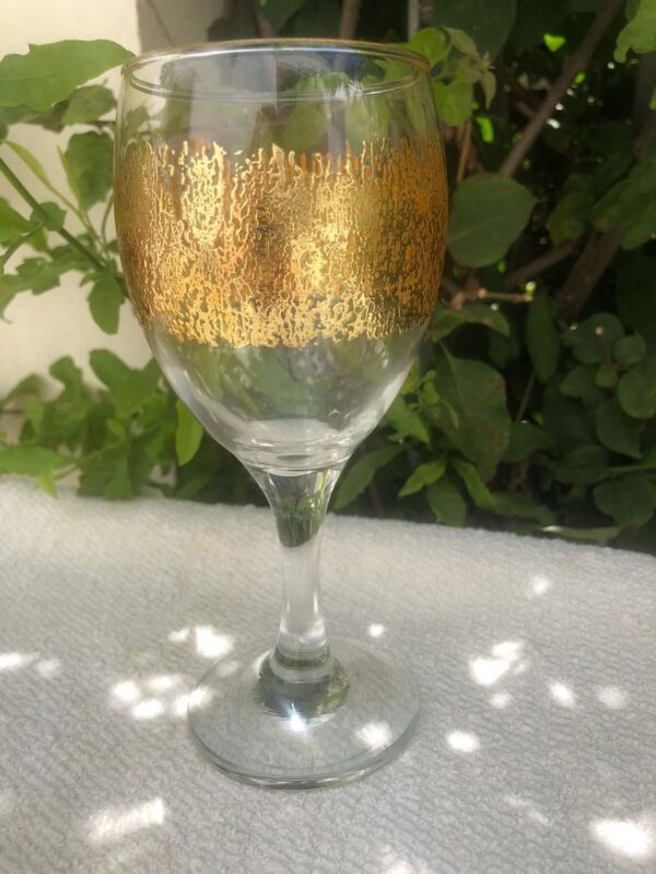 Set of 6 Wine Glasses Clear Gold Flame Design - Scents & Feel