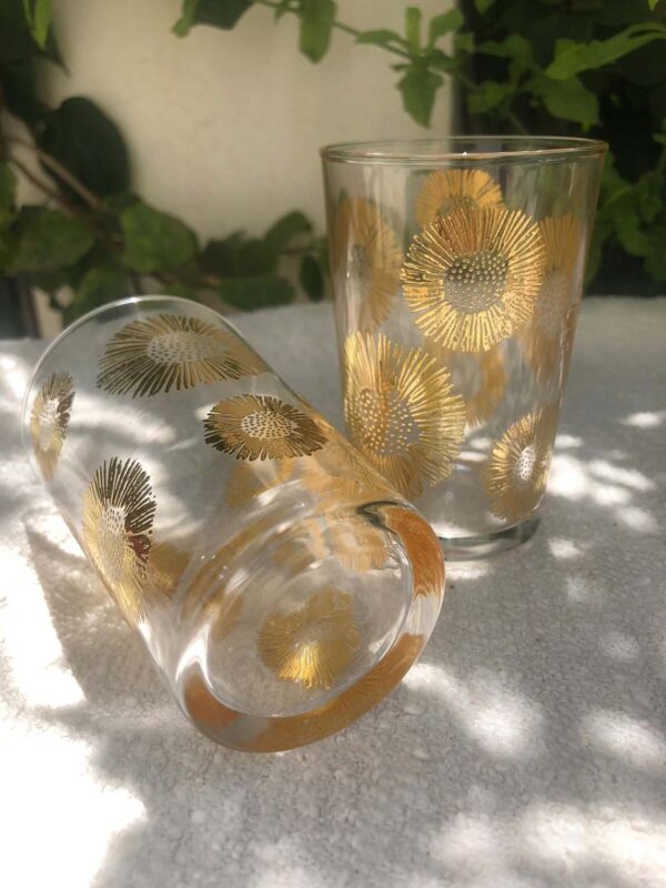 Set of 6 Moroccan Wine Glasses Clear Circle Gold | Scents & Feel