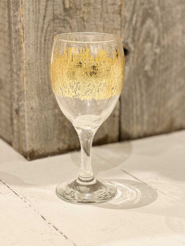 Set of 6 Moroccan Wine Glasses Clear Circle Gold | Scents & Feel