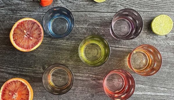 Set of 6 Drinking Color Glasses Carved Drops | Scents & Feel