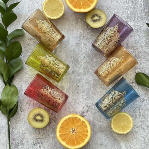 Set of 6 Moroccan tea glasses Boho Colored