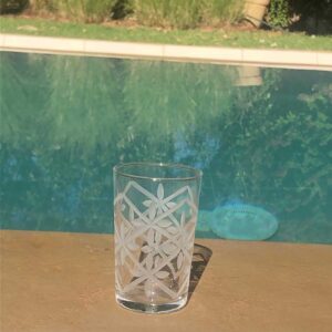 Set of 6 Moroccan Tea Glasses Clear Frosted Petals