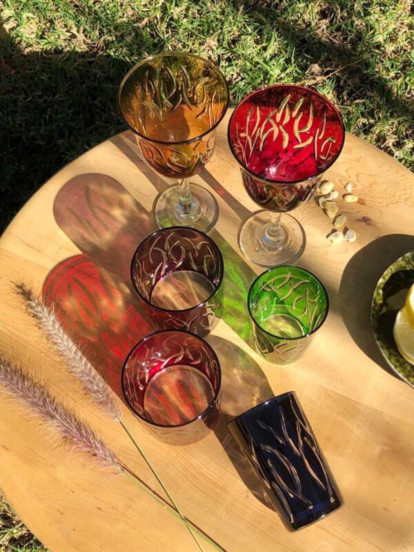 Moroccan Handcrafted Recycled Drinking Glasses - Set of 6