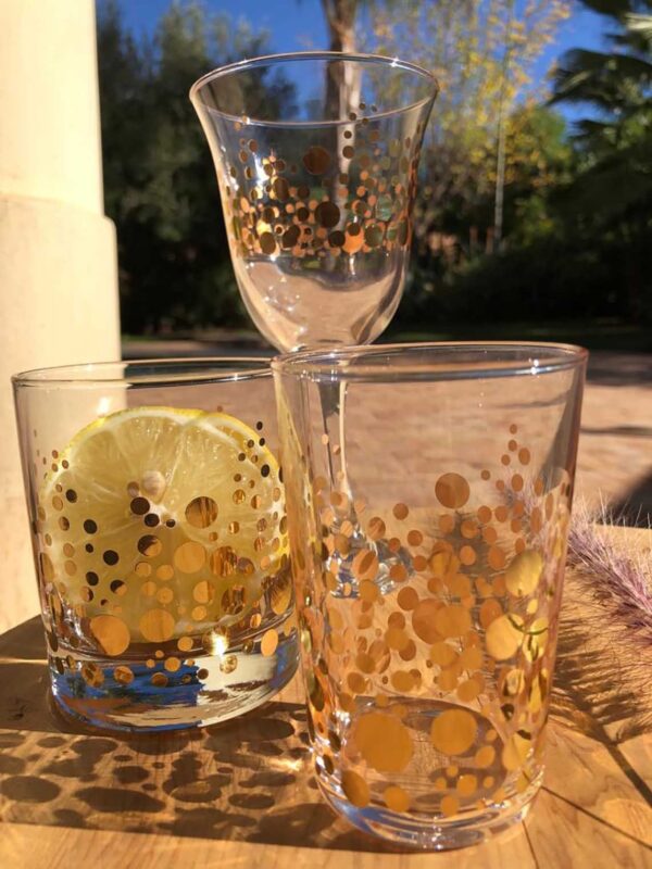 Set of 6 Moroccan Colored Tea Glasses Gold Flowers - Scents & Feel