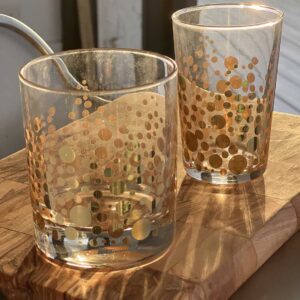 Set of 6 Moroccan Colored Tea Glasses Gold Flowers | Scents & Feel