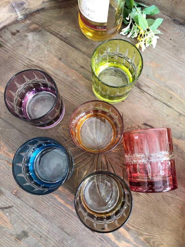 Set of 6 Tumbler Glasses Carved Crystal Colors - Scents & Feel