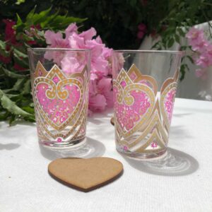 Set of 6 Moroccan Drinking Glasses Clear Hammered Gold - Scents & Feel
