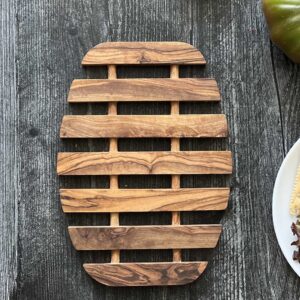 Olive wood oval trivet