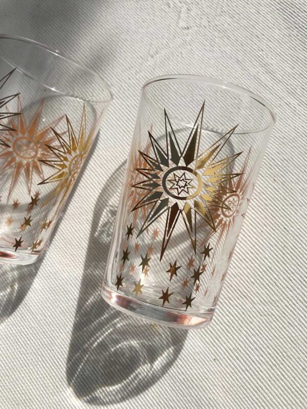 Set of 6 Moroccan Colored Tea Glasses Gold Flowers - Scents & Feel