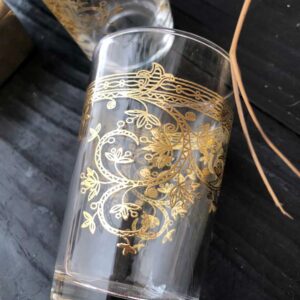 Set of 6 Moroccan Tea Glasses Clear Morphilia Gold