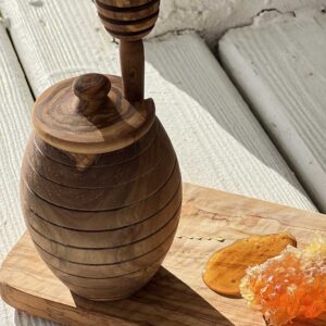 Olive Wood Honey Jar And Its Spoon