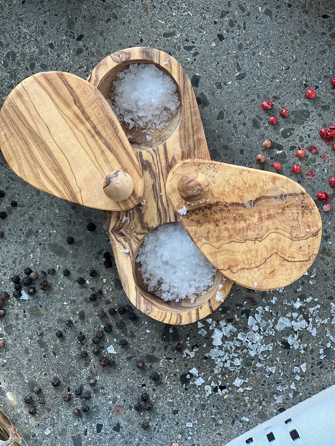 Olive Wood Salt and Pepper Keeper Scents & Feel