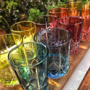 Set of 6 Tumbler  Glasses Carved Stars