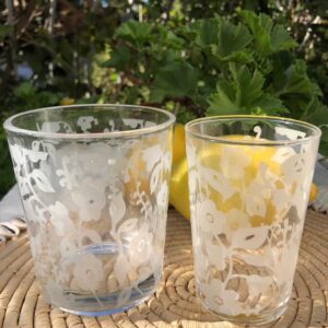 Set of 6 Moroccan Drinking Glasses White Flowers