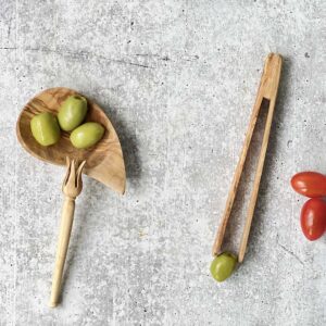 Olive Wood Small Drop Shape Olive Bowl 4"