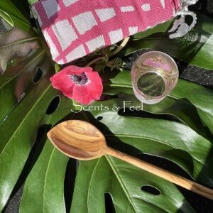 Olive Wood Pointed Round Spoon 12"