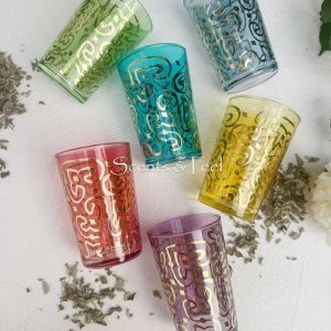 Set of 6 Moroccan Tea Glasses Casablanca Colors