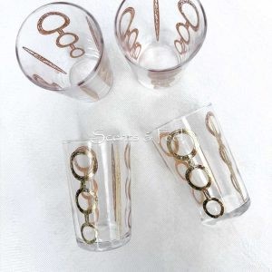 Set of 6 Moroccan Tea Glasses Lunar Gold