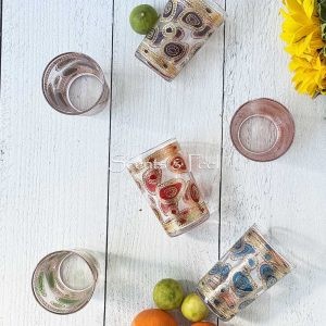 Set of 6 Moroccan Tea Glasses Sahara Colors