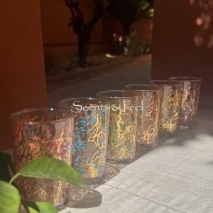 Set of 6 Moroccan Tea Glasses Colored Forrest