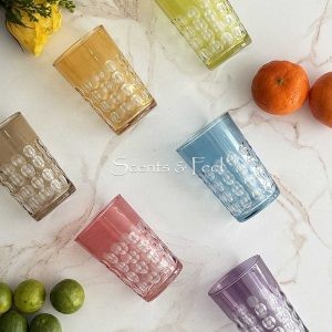 Set of 6 Tea Glasses Carved Little Bubbles
