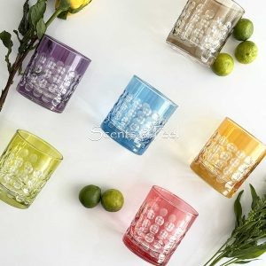 Set of 6 Drinking Glasses Carved Little Bubbles