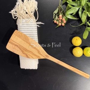 Olive Wood cooking tilted spatula 12"