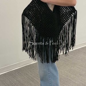 Hand Woven Crochet Tote with Fringes
